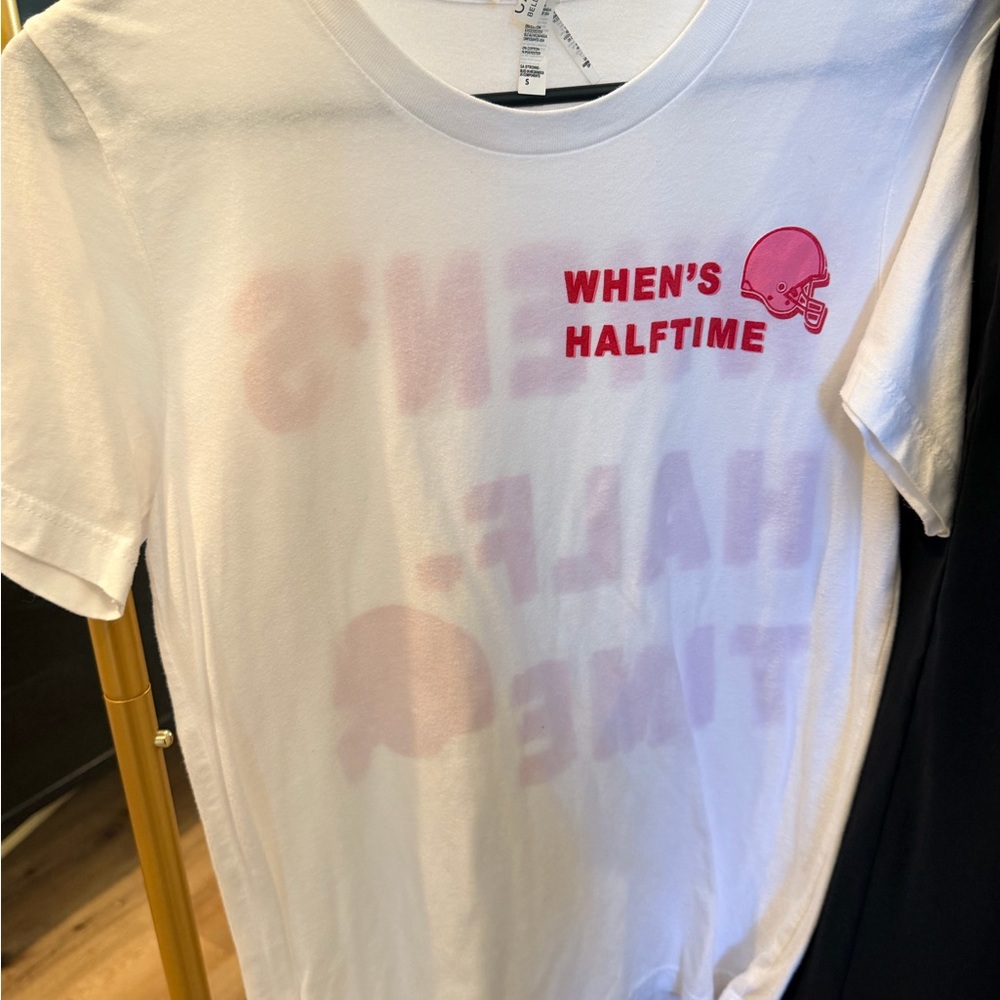 White T-Shirt with Red Helmet Graphic
